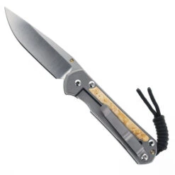 LEFT HANDED Chris Reeve Small Sebenza Box Elder Inlay Pocket Knife Gray Titanium Handle Polished Magnacut Blade S31-1139