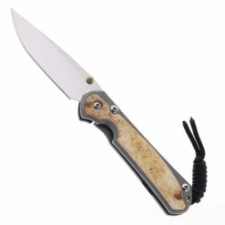 Chris Reeve Small Sebenza Box Elder Inlay Pocket Knife Gray Titanium Handle Polished Magnacut Blade S31-1138