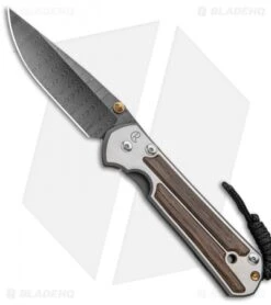 Chris Reeve Large Sebenza 21 Knife W/ Bog Oak Inlays (3.6" Ladder Damascus)