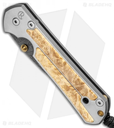 Chris Reeve Large Sebenza 21 Knife Box Elder Burl Inlay (3.625" Ladder Damascus) 2 Chris Reeve Large Sebenza 21 Knife Box Elder Burl Inlay (3.625" Ladder Damascus) - Image 2