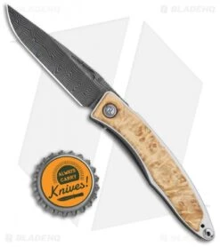 Chris Reeve Mnandi Folding Knife Box Elder Burl Inlay (2.75" Damascus) -Chris Reeve Knives Shop Chris Reeve Mnandi Box Elder Burl Basketweave Damascus BHQ 114479 jr bottlecap