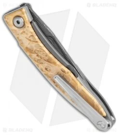 Chris Reeve Mnandi Folding Knife Box Elder Burl Inlay (2.75" Damascus) -Chris Reeve Knives Shop Chris Reeve Mnandi Box Elder Burl Basketweave Damascus BHQ 114479 jr side