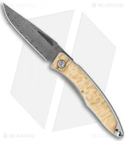 Chris Reeve Mnandi Knife Box Elder Burl Inlay Folder (2.75" Damascus)