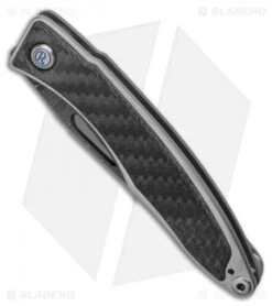 Chris Reeve Mnandi Gentleman's Knife Carbon Fiber (2.75" Boomerang Damascus) -Chris Reeve Knives Shop Chris Reeve Mnandi CFBlackBoomerang Damascus MNA 1122 BHQ 105965 LS Spine