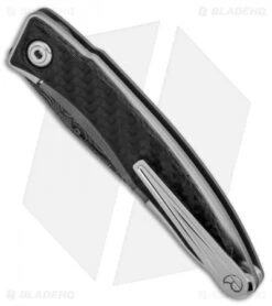 Chris Reeve Mnandi Left Handed Knife Carbon Fiber (2.75" Basketweave Damascus) -Chris Reeve Knives Shop Chris Reeve Mnandi Left Handed Carbon Fiber Basketweave Damascus BHQ 90356 er spine