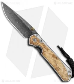 Chris Reeve Small Sebenza 31 Frame Lock Knife Box Elder (3" Raindrop Damascus)