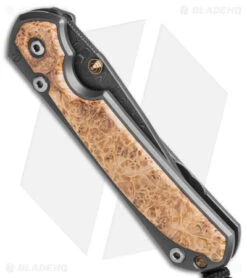 Chris Reeve Left Hand Small Sebenza 31 Frame Lock Knife Box Elder (3" Ladder) -Chris Reeve Knives Shop Chris Reeve Small Sebenza 31 Box Elder ladder Damascus LH BHQ 98997 td side