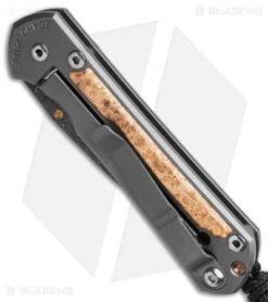 Chris Reeve Left Hand Small Sebenza 31 Frame Lock Knife Box Elder (3" Ladder) -Chris Reeve Knives Shop Chris Reeve Small Sebenza 31 Box Elder ladder Damascus LH BHQ 98997 td spine
