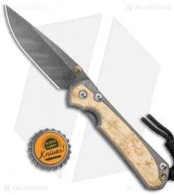 Chris Reeve Small Sebenza 31 Box Elder Double Lug Knife (2.94" Damascus) -Chris Reeve Knives Shop Chris Reeve Small Sebenza 31 Ti Box Elder Double Lug Boomerang Damascus BHQ 117826 jr bottlecap