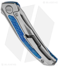 Shirogorov/Chris Reeve UniQuantum Frame Lock Knife Dark Blue Alutex (4" BB) -Chris Reeve Knives Shop Shirogorov and Chris Reeve Collab UniQuantum SE Alutex Dark Blue Satin BHQ 147523 jr side