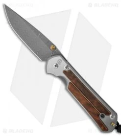 Chris Reeve Small Sebenza 21 Knife W/ Honduran Rosewood Inlay (2.94" Damascus)