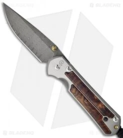 Chris Reeve Large Sebenza 21 Knife W/ Honduran Rosewood Inlay (3.625" Damascus)